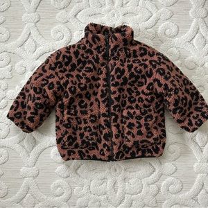 Zara Toddler Girl Leopard Sherpa Fleece  Size 3-4 years